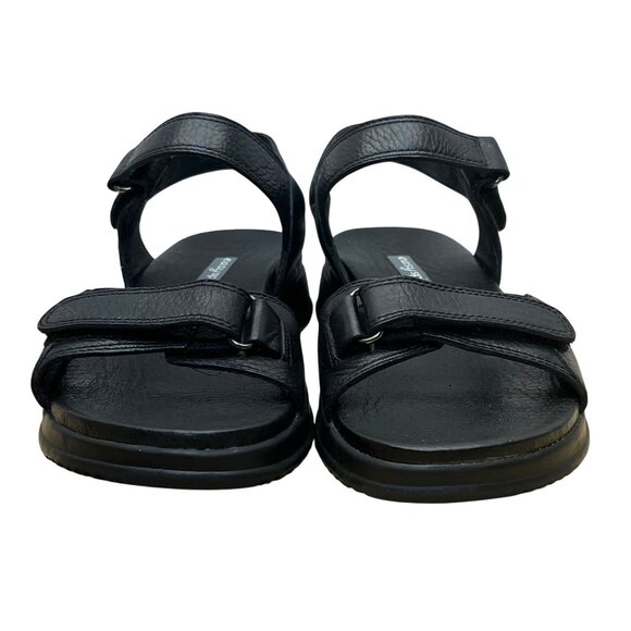 Easy Spirit Woman's Black Leather With Adjustable Straps Wheeze Sandals Size 7M - Picture 2 of 9
